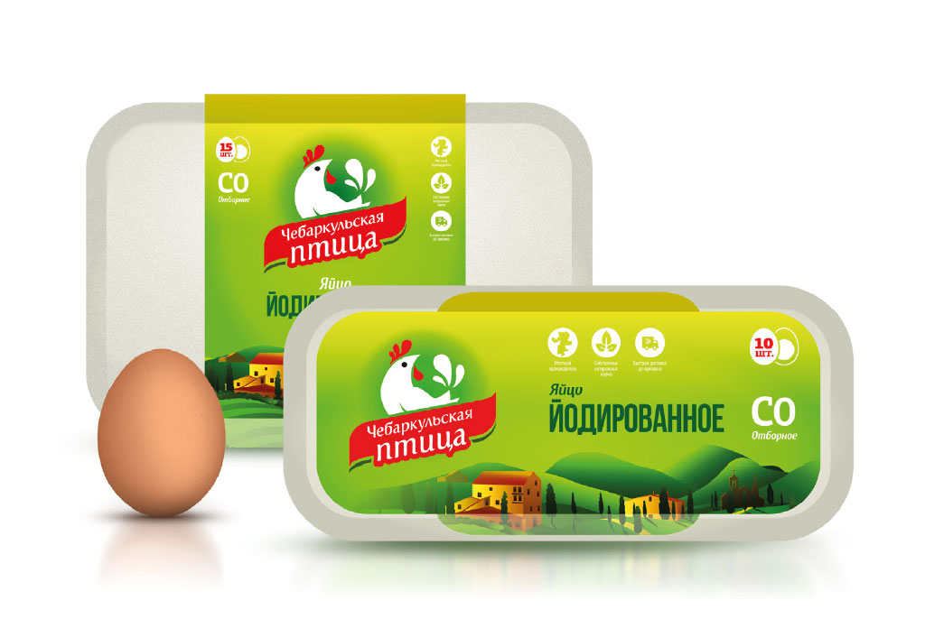 Упаковка для яиц яркая, на магазинной полке ее заметят в первую очередь Портфолио Чебаркульская птица