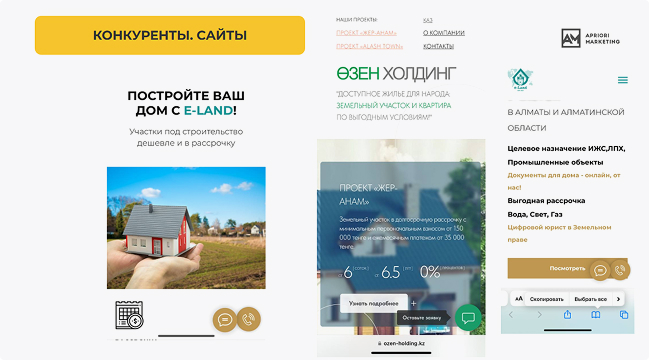 Оценка конкурентов делалась для поиска аспектов, которые выделят нашего заказчика среди других компаний