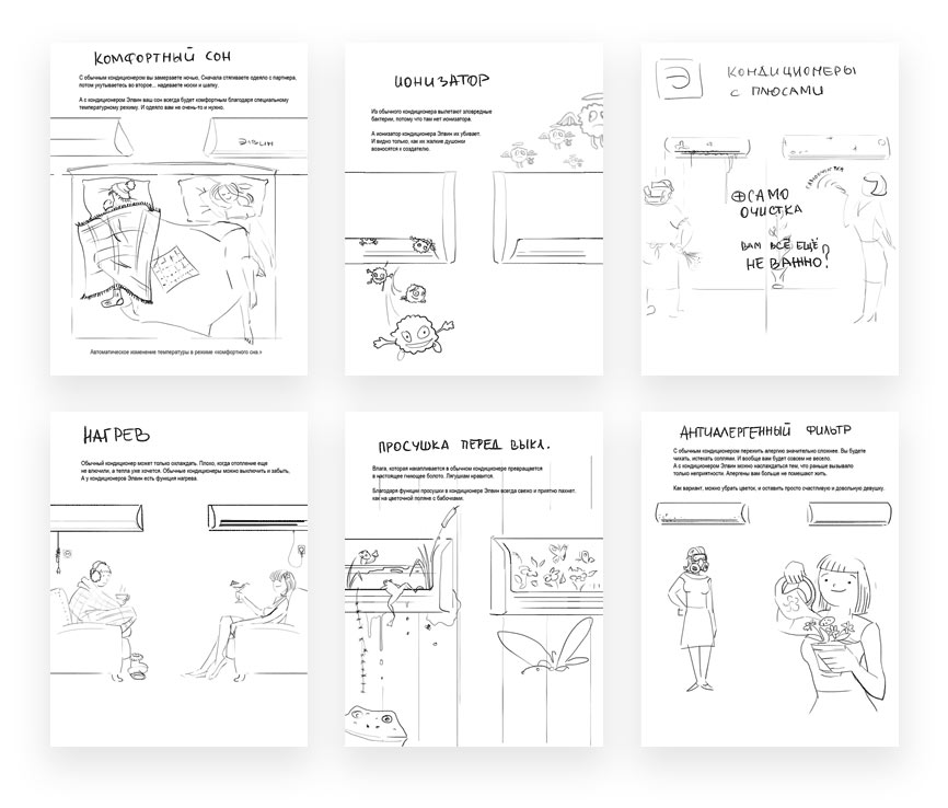Каждый плюс кондиционера показали наглядно в виде сравнения — идея отлично сработала Портфолио Элвин