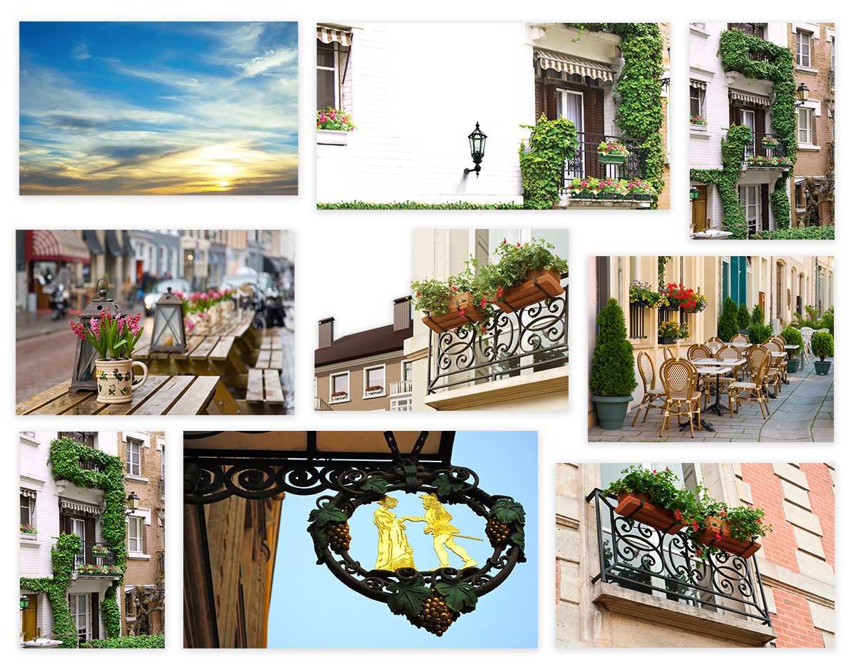 Графические образы, которые сразу вызывают ассоциацию с Европой. С ними мы и начали работать, пока заказчик разрабатывал дизайн домов. Портфолио Загородный поселок «Женева»