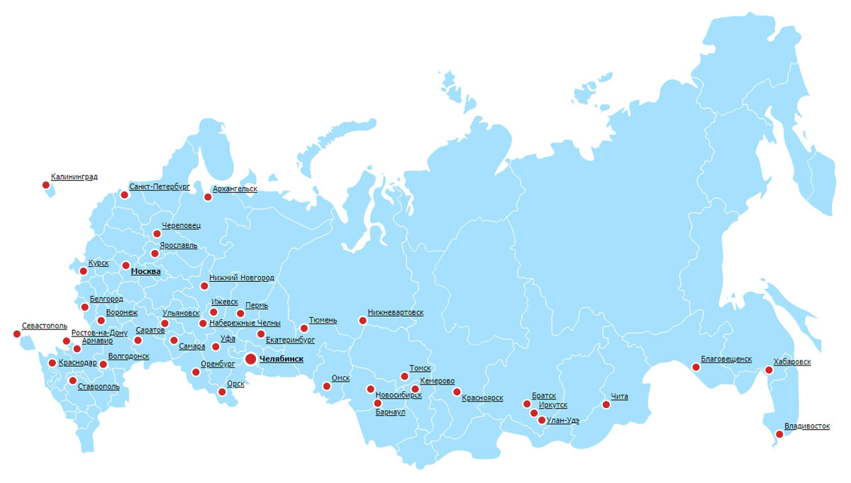 Карта дилерского покрытия Портфолио Новая Энергия